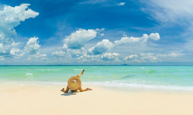 Woman on the beach in Jamaica