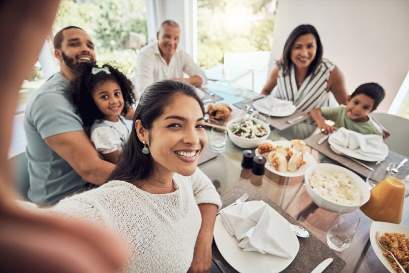 Puerto Rican family having dinner