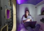 Woman in sleep pod